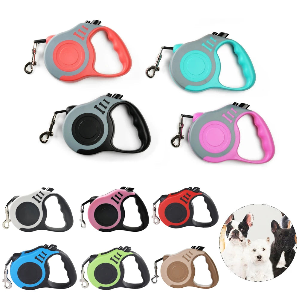 Correa retráctil automática de nailon resistente para perros y gatos de 3 m y 5 m.