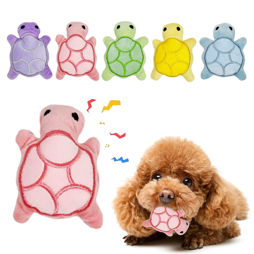 Juguete de peluche para perros con forma de tortuga (tamaño mini) para aliviar las molestias de la dentición en cachorros; juguete interactivo, resistente a las mordeduras, seguro y divertido que favorece la salud dental.