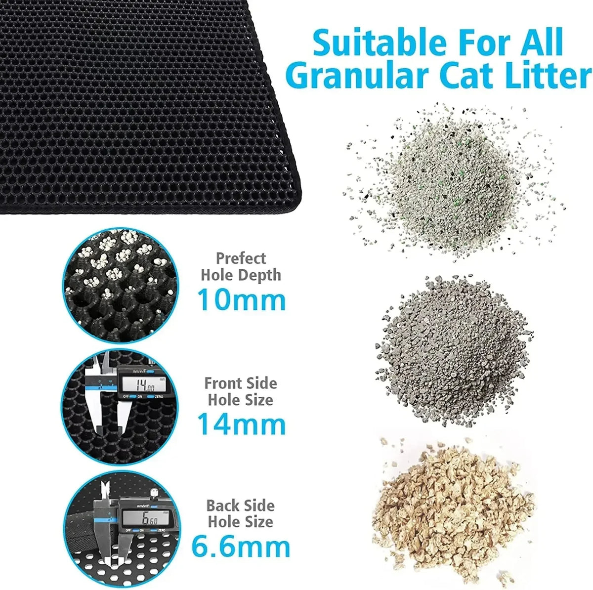 Alfombrilla para arena de gatos de diseño de doble capa, tecnología premium de retención de arena, base impermeable y protector de suelo antideslizante para gatitos de interior.