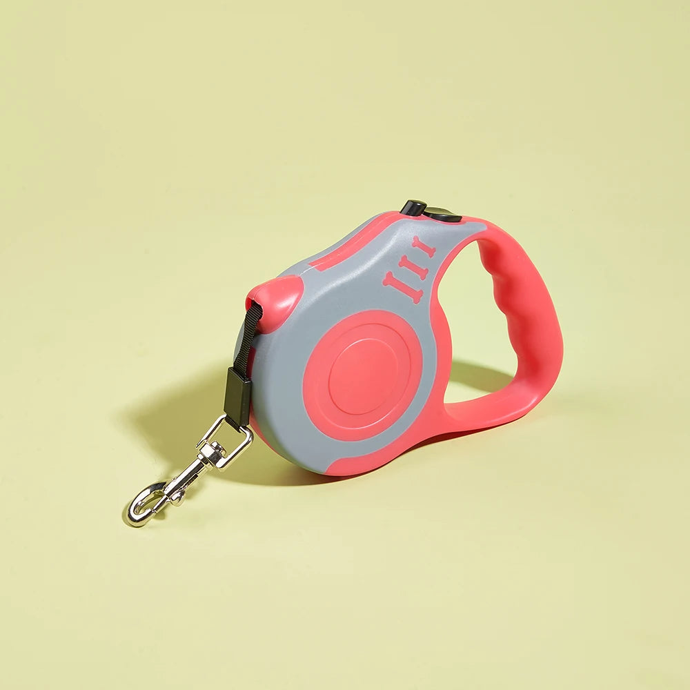 Correa retráctil automática de nailon resistente para perros y gatos de 3 m y 5 m.