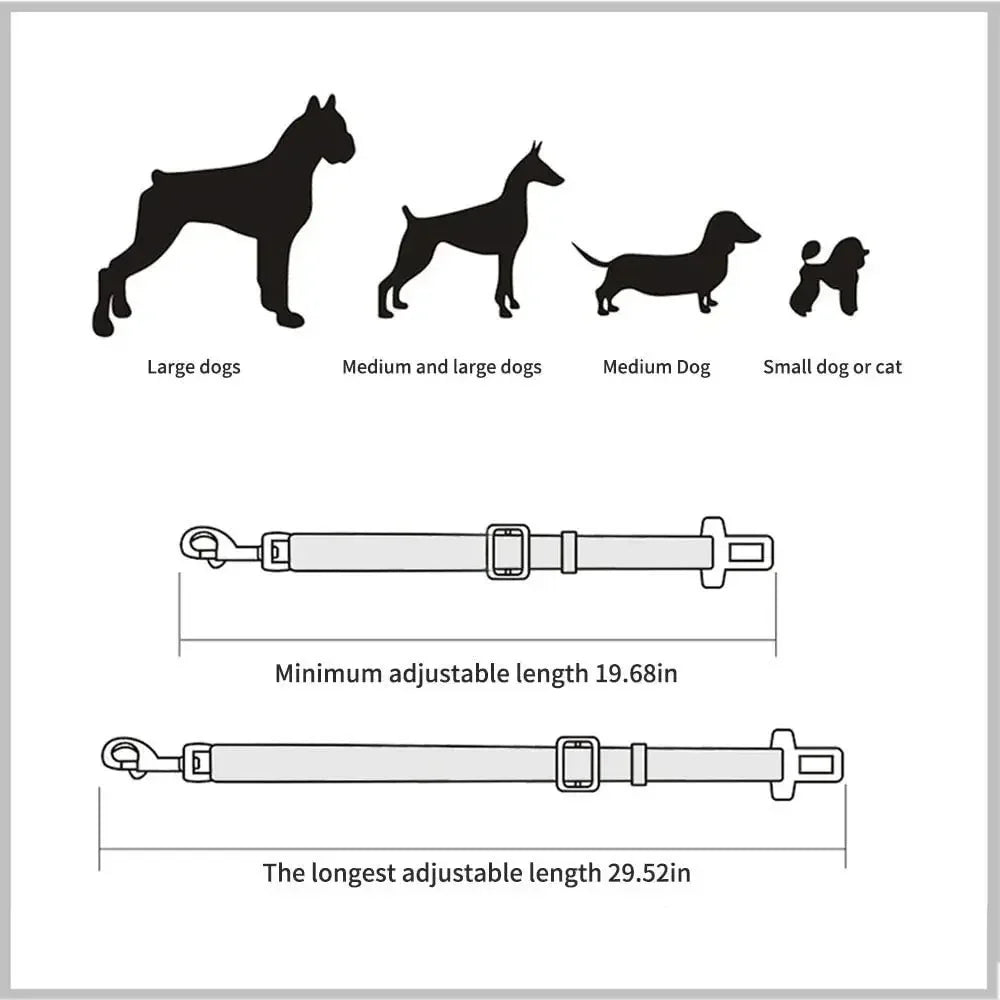 Cinturón de seguridad ajustable para mascotas (gatos y perros) para coche.