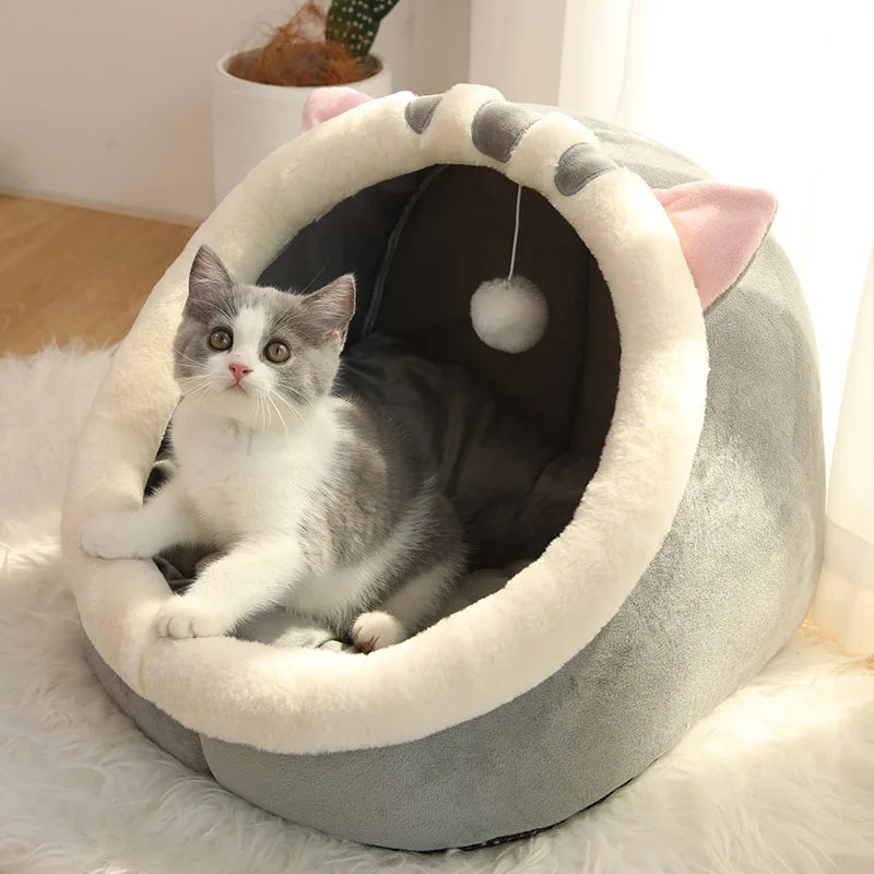 Cama para gatos de sueño profundo estilo dibujos animados; cama plegable, desmontable y lavable