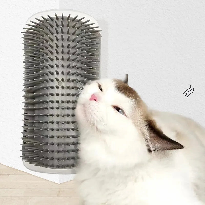 Cepillo de esquina para masaje y aseo de gatos: elimina el pelo suelto y sirve como rascador desmontable.