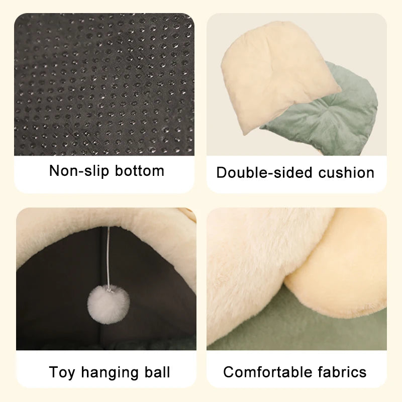 Cama para gatos de sueño profundo estilo dibujos animados; cama plegable, desmontable y lavable