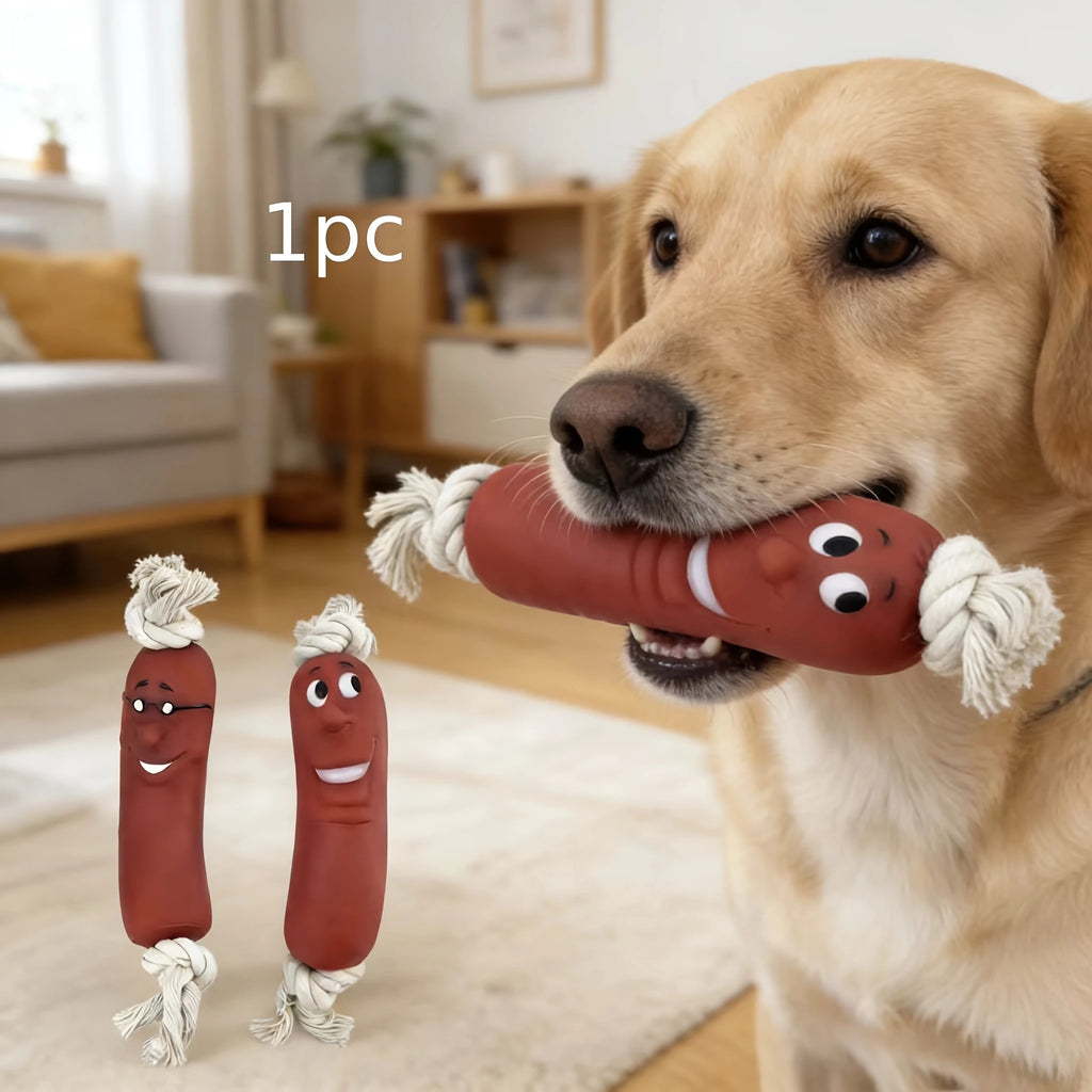Juguete masticable para perros con forma de salchicha