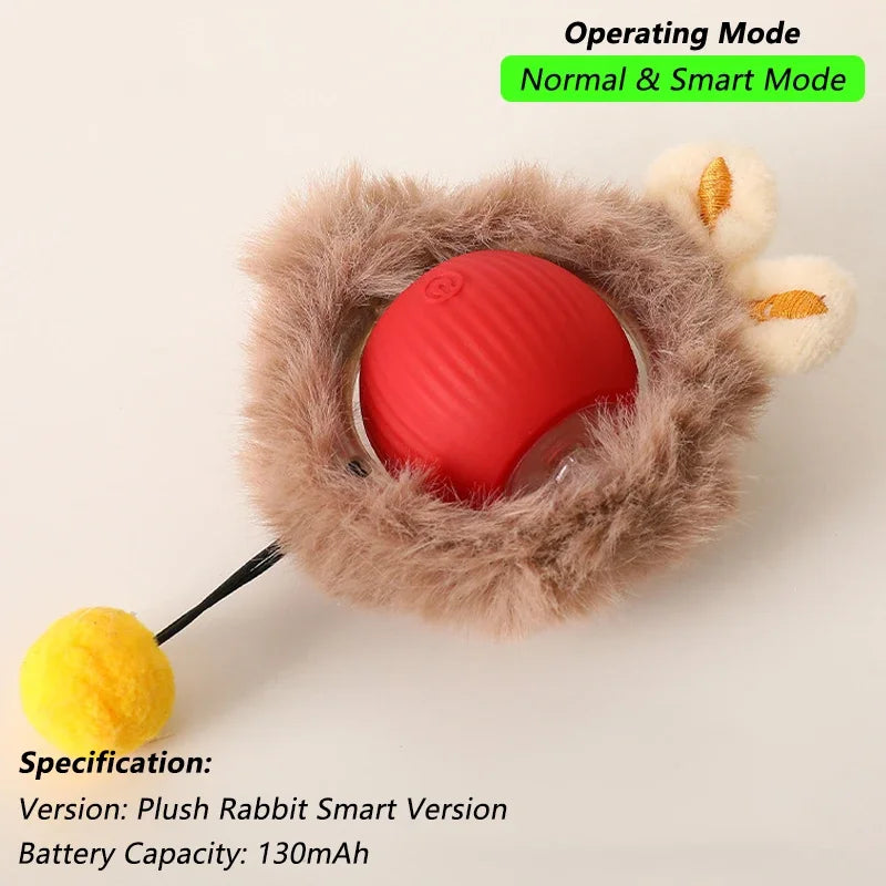 Juguete interactivo para gatos: pelota rodante automática con cola de imitación, recargable e inteligente; juguete eléctrico que imita el movimiento de un ratón.