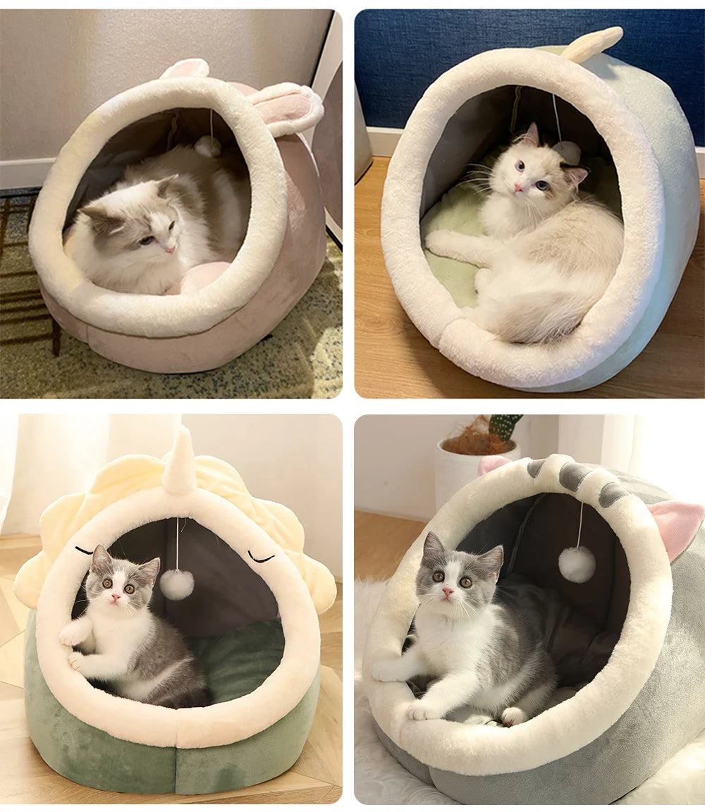 Cama para gatos de sueño profundo estilo dibujos animados; cama plegable, desmontable y lavable