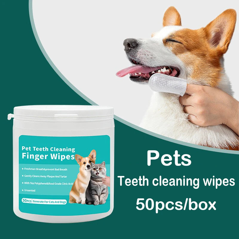 Toallitas Húmedas Desechables para Dientes de Mascotas – Dediles Limpiadores de Dientes y Encías para Perros y Gatos, Cuidado Bucal