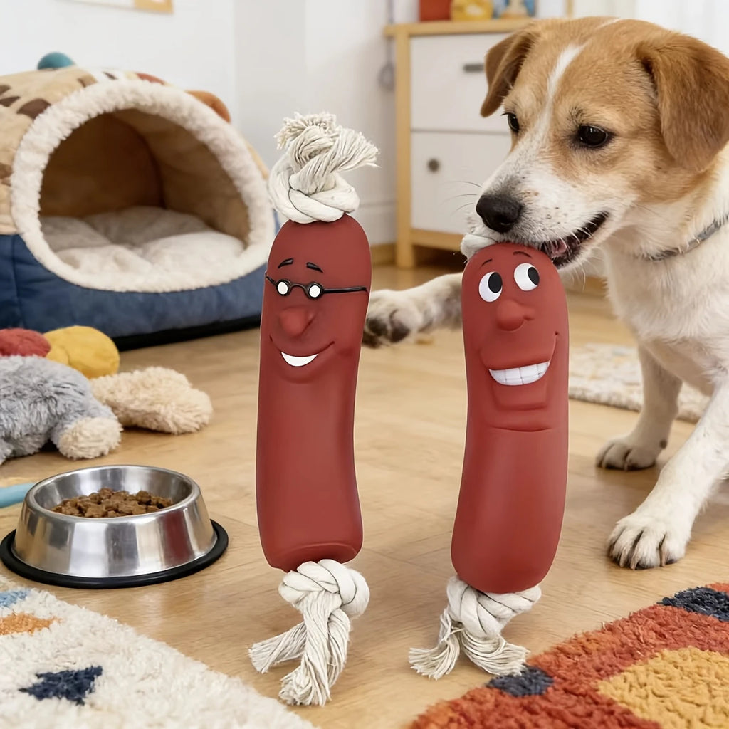 Juguete masticable para perros con forma de salchicha