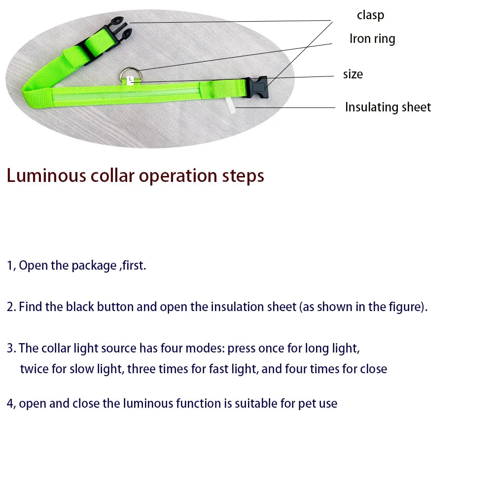Correa de nailon con luz LED para perro