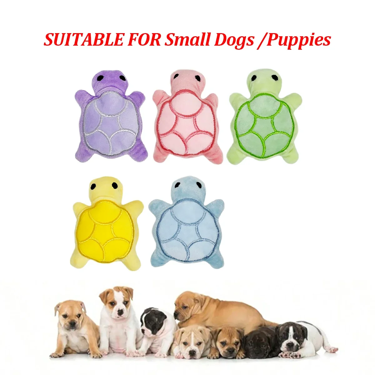 Juguete de peluche para perros con forma de tortuga (tamaño mini) para aliviar las molestias de la dentición en cachorros; juguete interactivo, resistente a las mordeduras, seguro y divertido que favorece la salud dental.