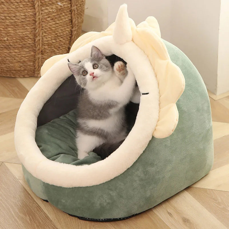 Cama para gatos de sueño profundo estilo dibujos animados; cama plegable, desmontable y lavable