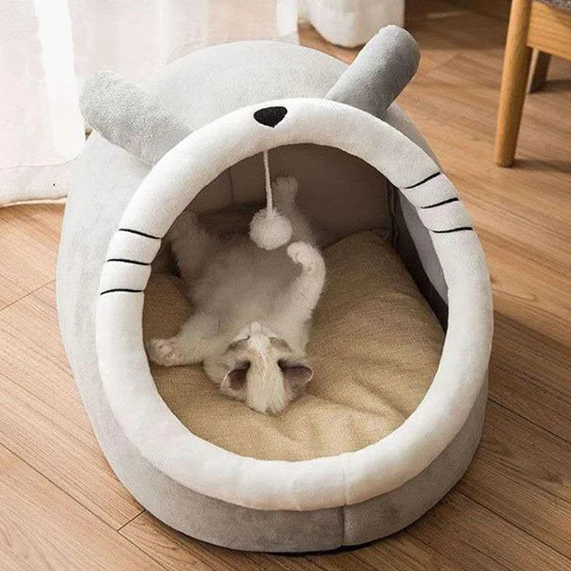 Cama para gatos de sueño profundo estilo dibujos animados; cama plegable, desmontable y lavable