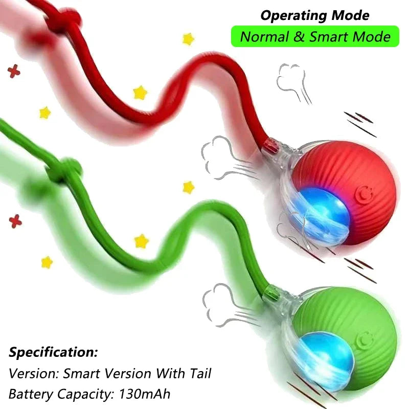 Juguete interactivo para gatos: pelota rodante automática con cola de imitación, recargable e inteligente; juguete eléctrico que imita el movimiento de un ratón.