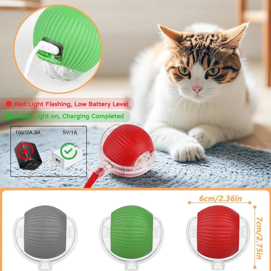 Juguete interactivo para gatos: pelota rodante automática con cola de imitación, recargable e inteligente; juguete eléctrico que imita el movimiento de un ratón.