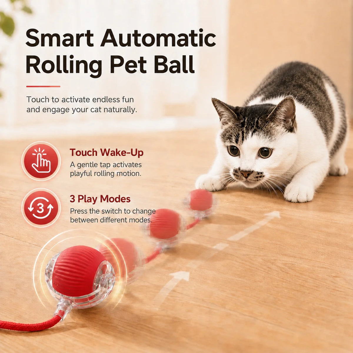Pelota Juguete Interactiva y Automática para Gatos