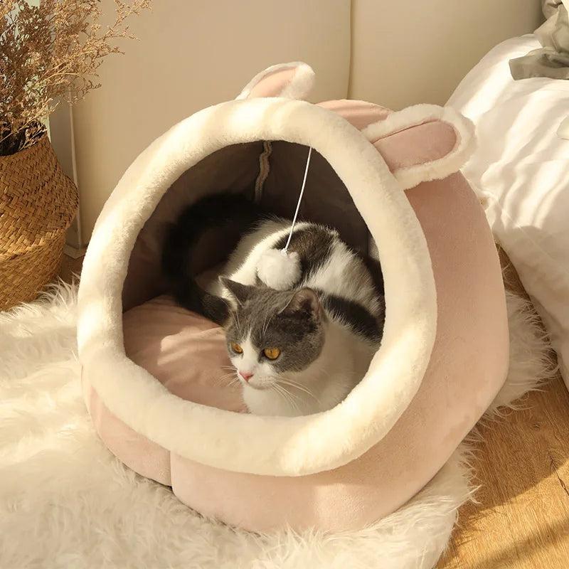 Cama para gatos de sueño profundo estilo dibujos animados; cama plegable, desmontable y lavable