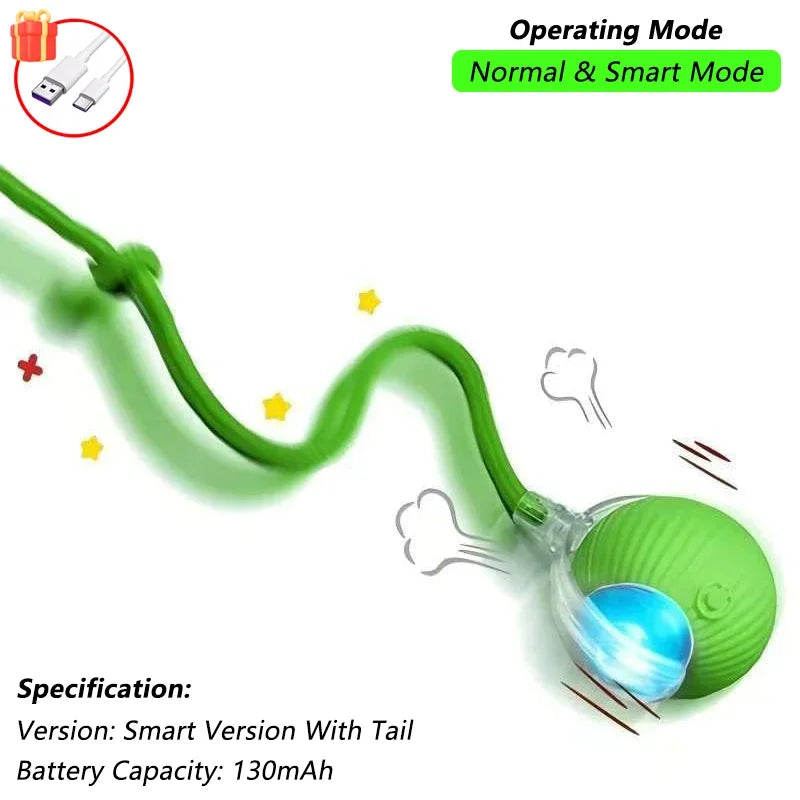 Juguete interactivo para gatos: pelota rodante automática con cola de imitación, recargable e inteligente; juguete eléctrico que imita el movimiento de un ratón.
