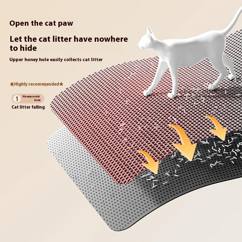 Alfombrilla para arena de gatos de diseño de doble capa, tecnología premium de retención de arena, base impermeable y protector de suelo antideslizante para gatitos de interior.